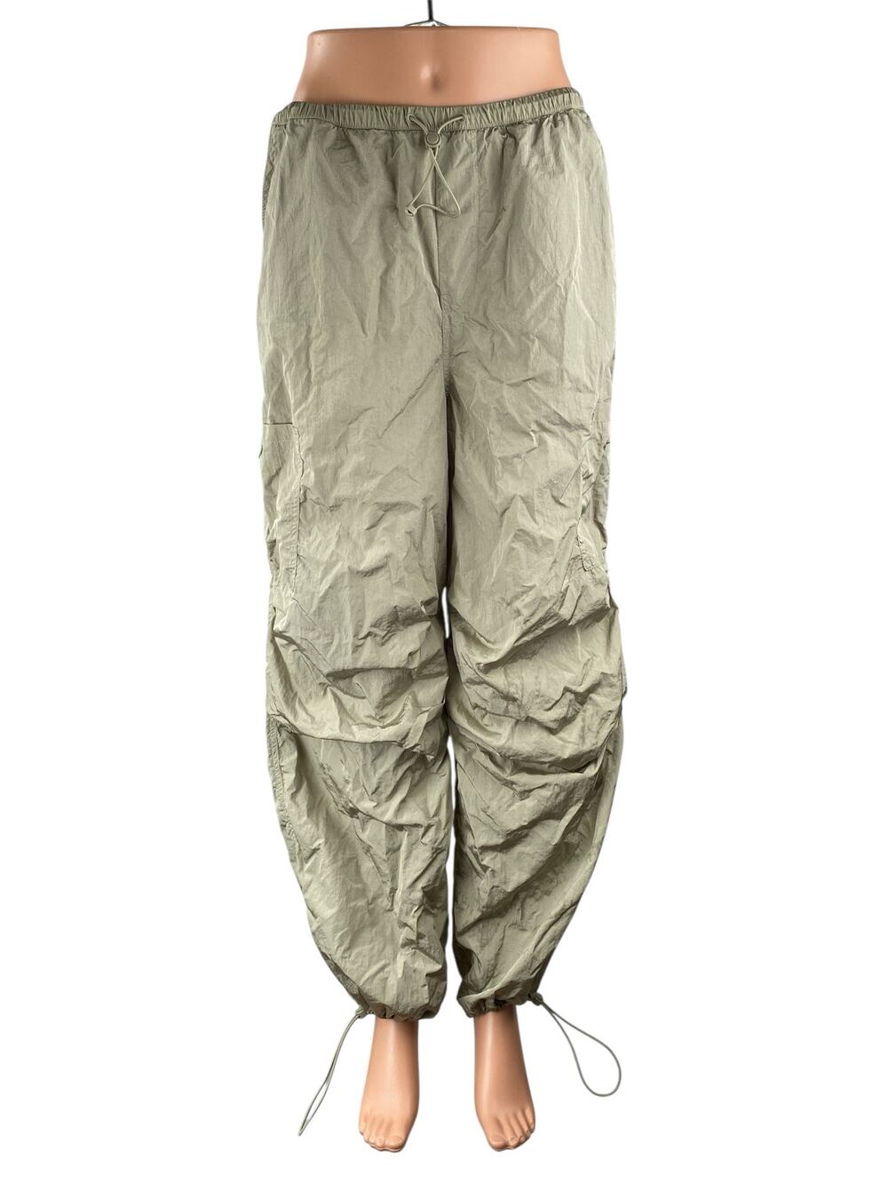 H&M Women's Gray High Rise Adjustable Parachute Baggy Jogger Trousers Pants Sz S